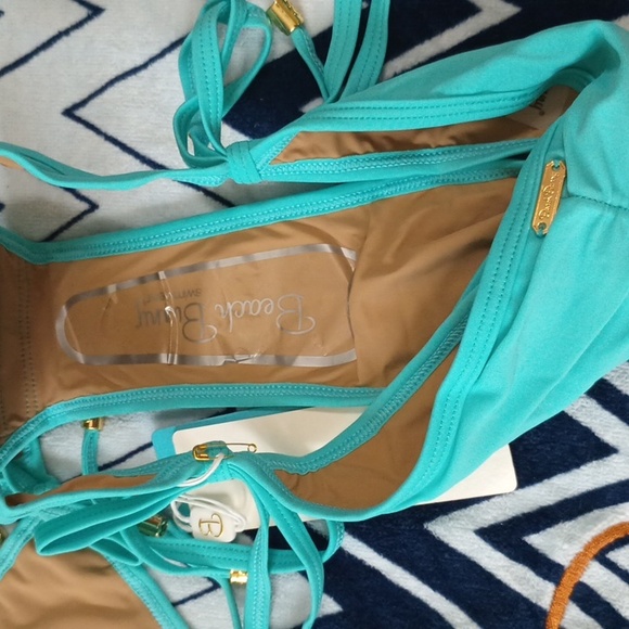 Beach Bunny Hard Summer XL Tri Top Tie Side Skimpy Bottom Aqua NWT - Picture 5 of 9